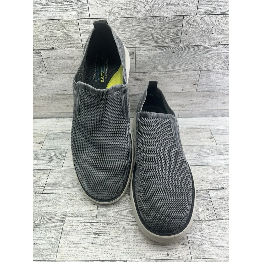 Skechers USA Men's Doveno-Oswyn Fly Rounded Toe Mesh‎ Slip On Gray Shoes Sz 10.5